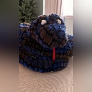 Chosun vintage Plush Snake Toy with Blue and Brown Pattern